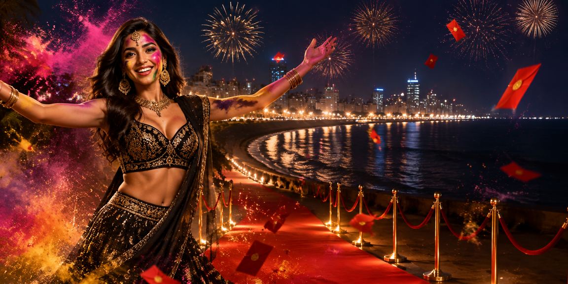 Festive Mumbai Marine Drive scene with bonus offers